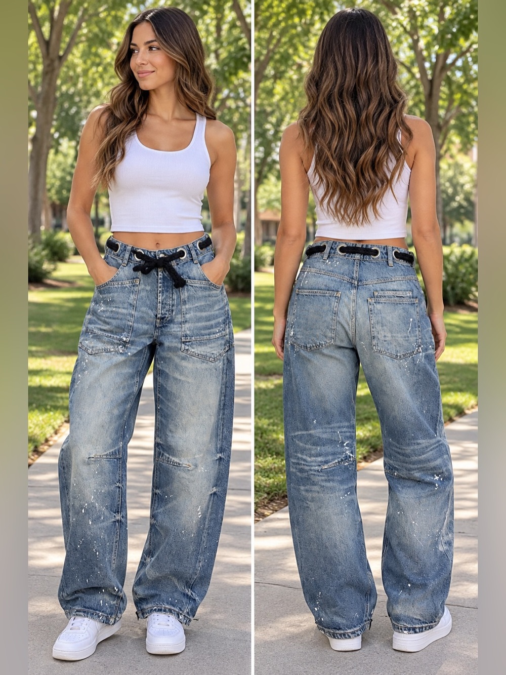 We The Free Size 25 Paint Splatter Utility Jeans
